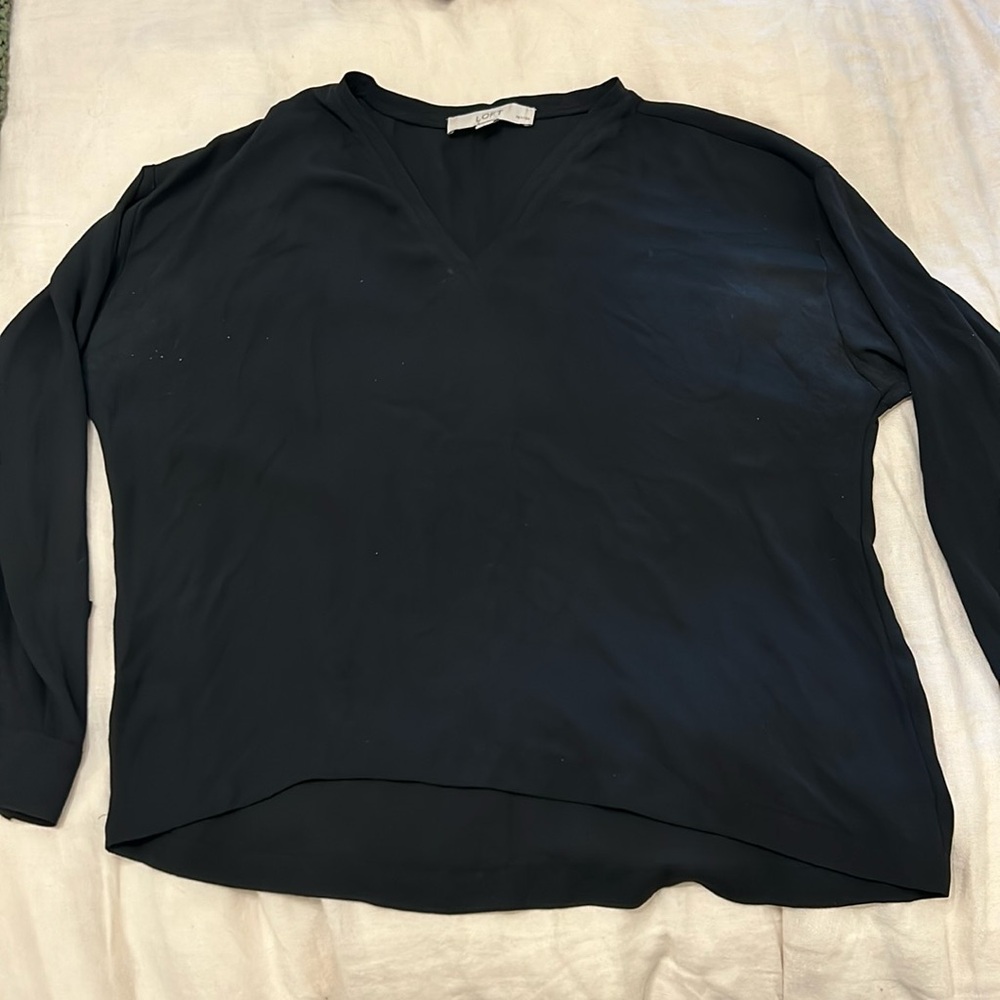 Loft Small Petite Black Blouse